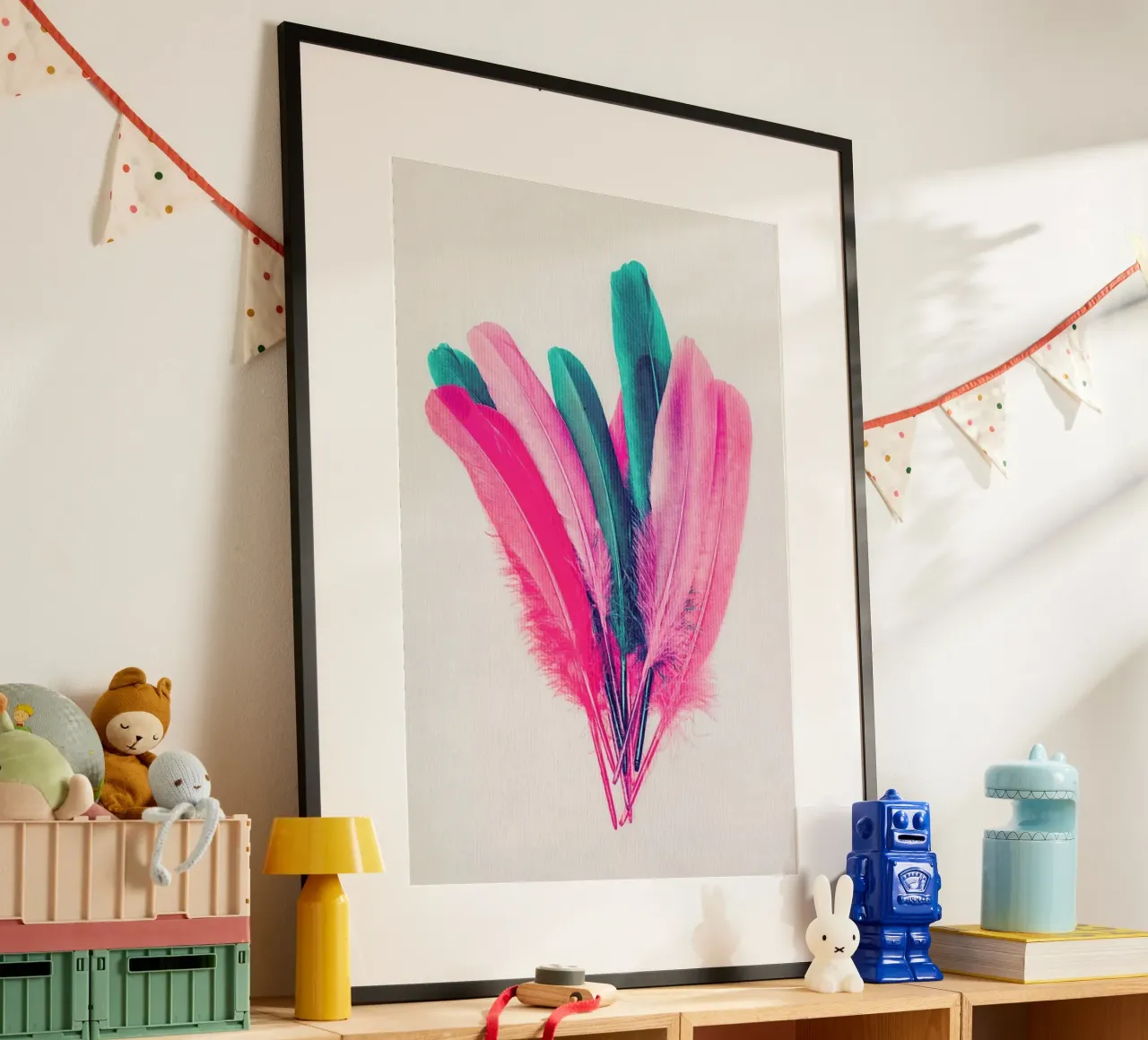 Feather Bouquet poster con telaio in plastica da Kubistika