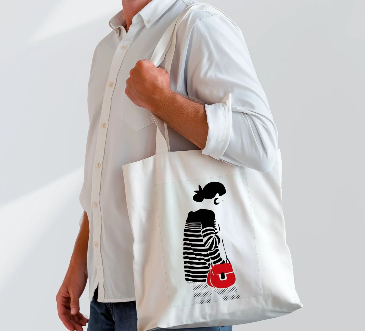Stripy Parisian Jutebeutel von Linda Gobeta