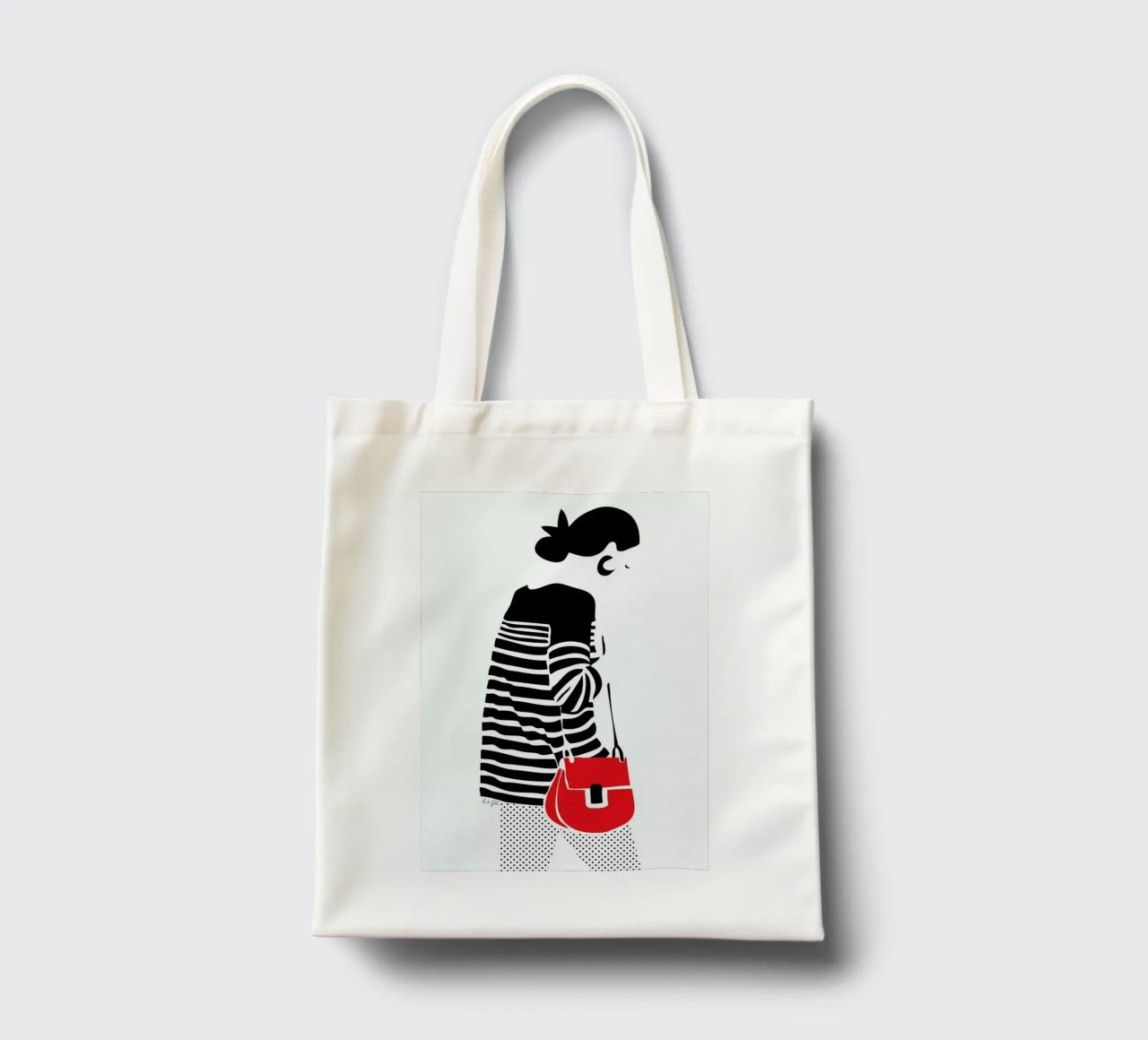 Stripy Parisian Jutebeutel von Linda Gobeta