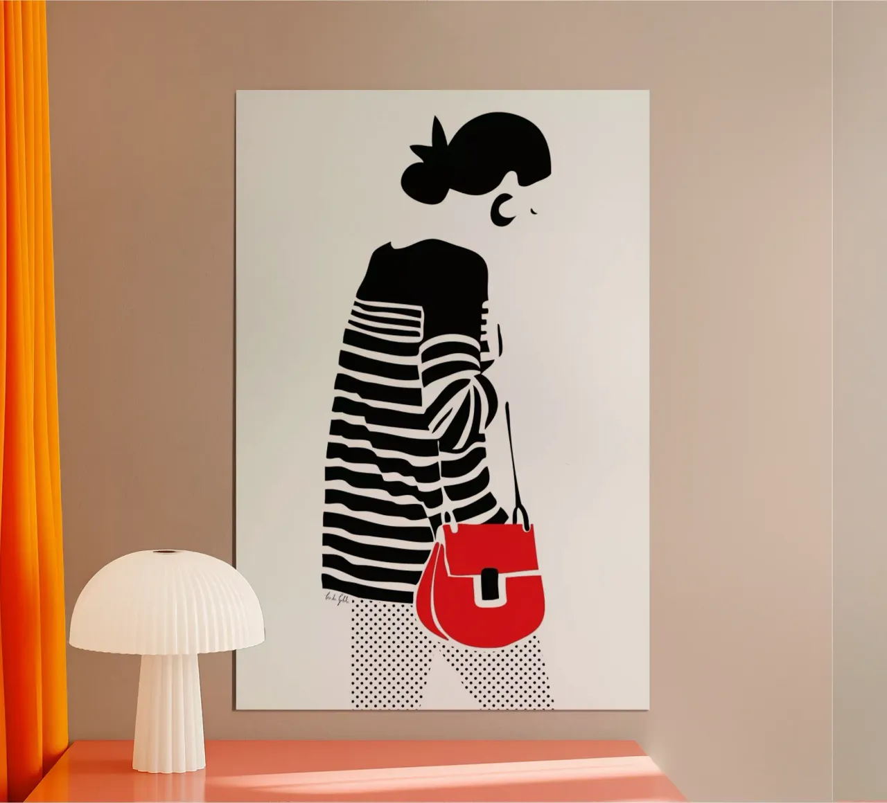 Stripy Parisian poster con telaio in alluminio da Linda Gobeta