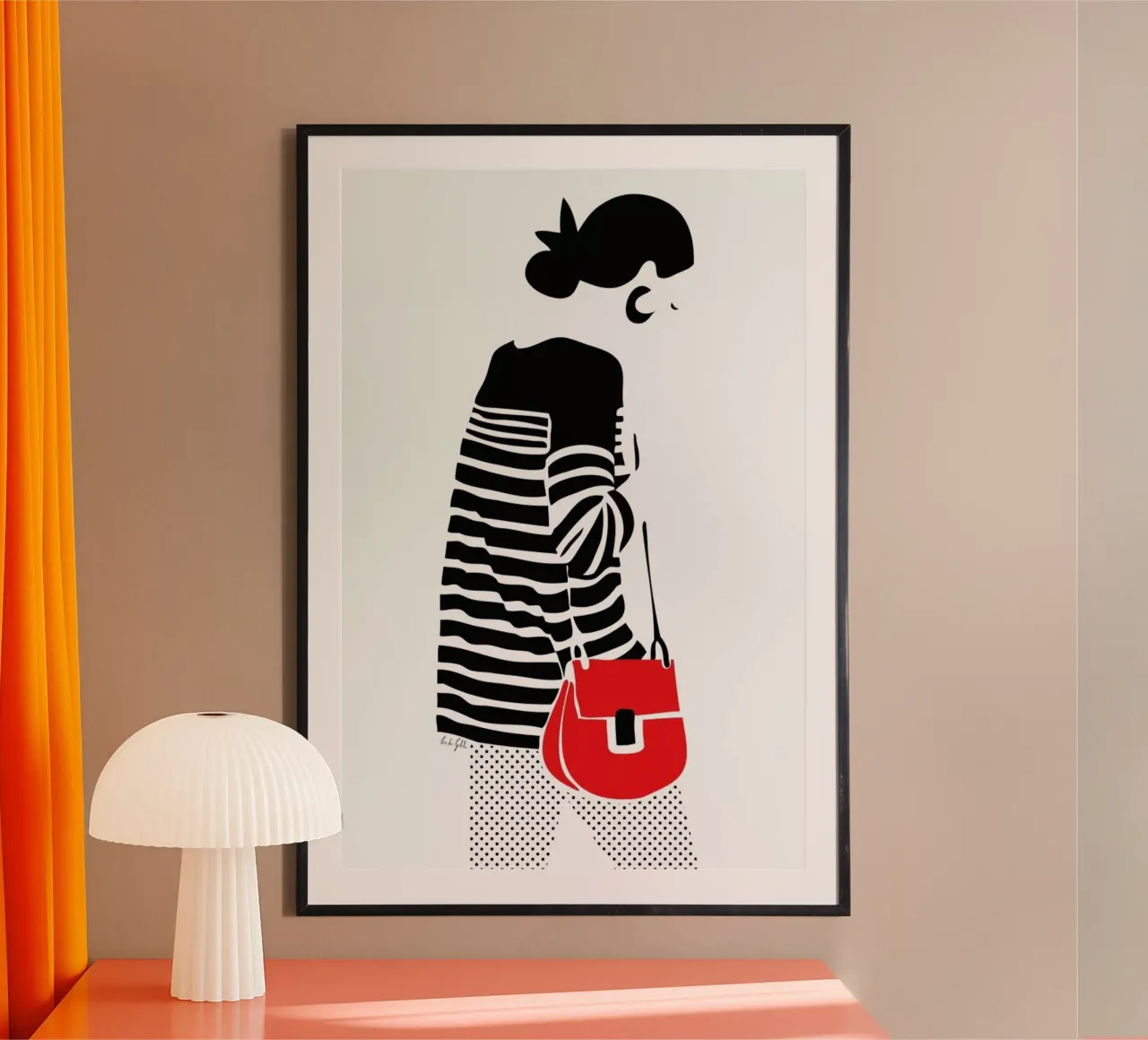 Stripy Parisian poster con telaio in alluminio da Linda Gobeta
