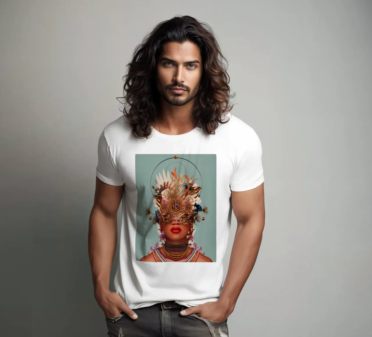 Blossom in a golden asymmetry t-shirt da Frank Moth