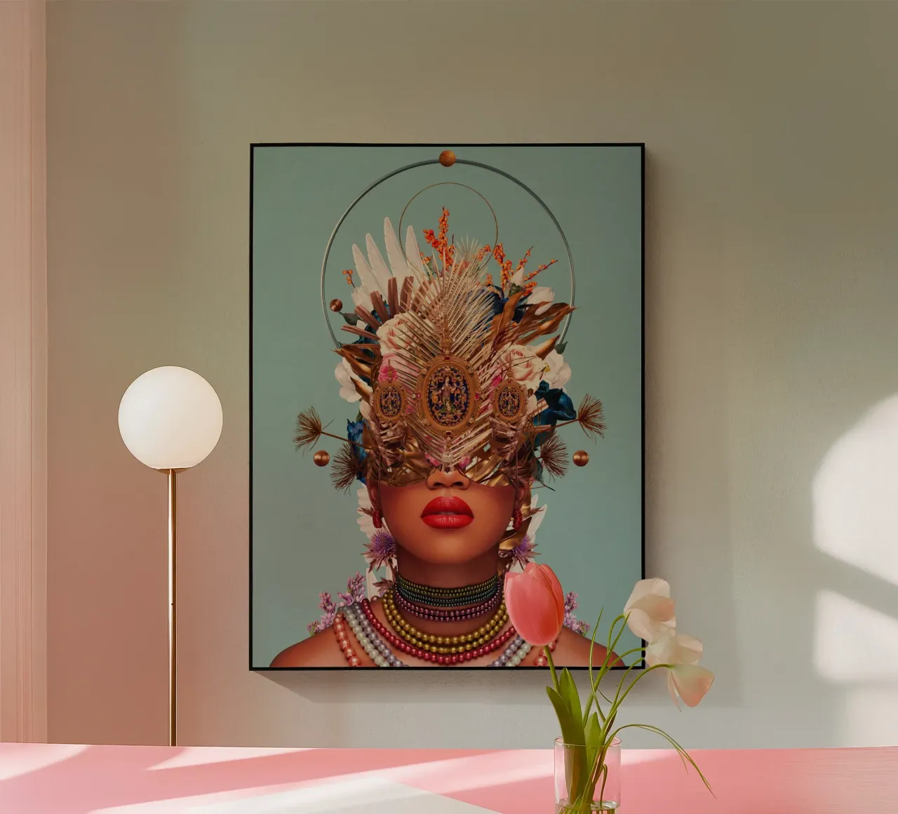Blossom in a golden asymmetry plexiglass da Frank Moth