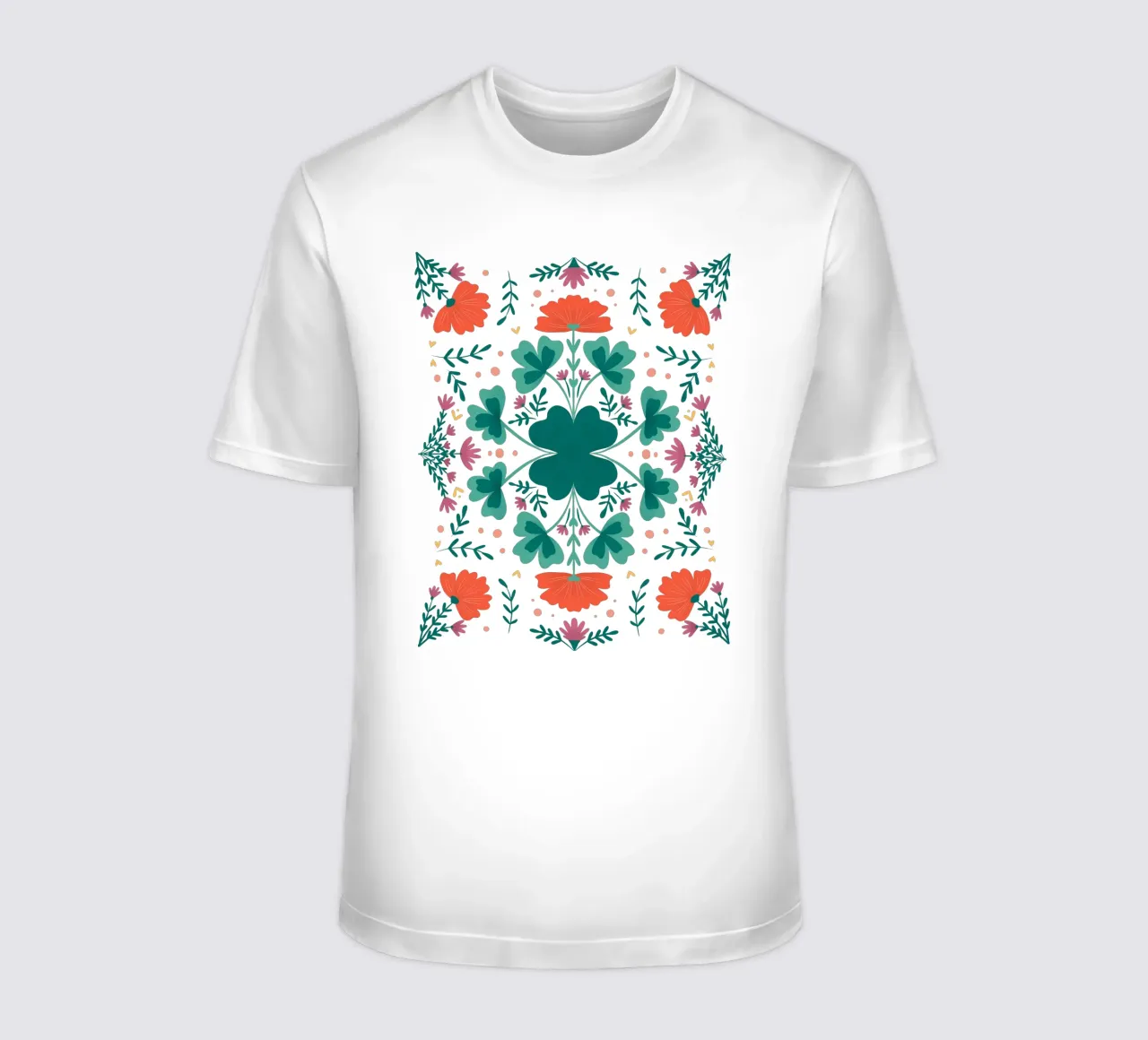 Trifogli e fiori - verde acqua e arancione t-shirt da Wackapacka