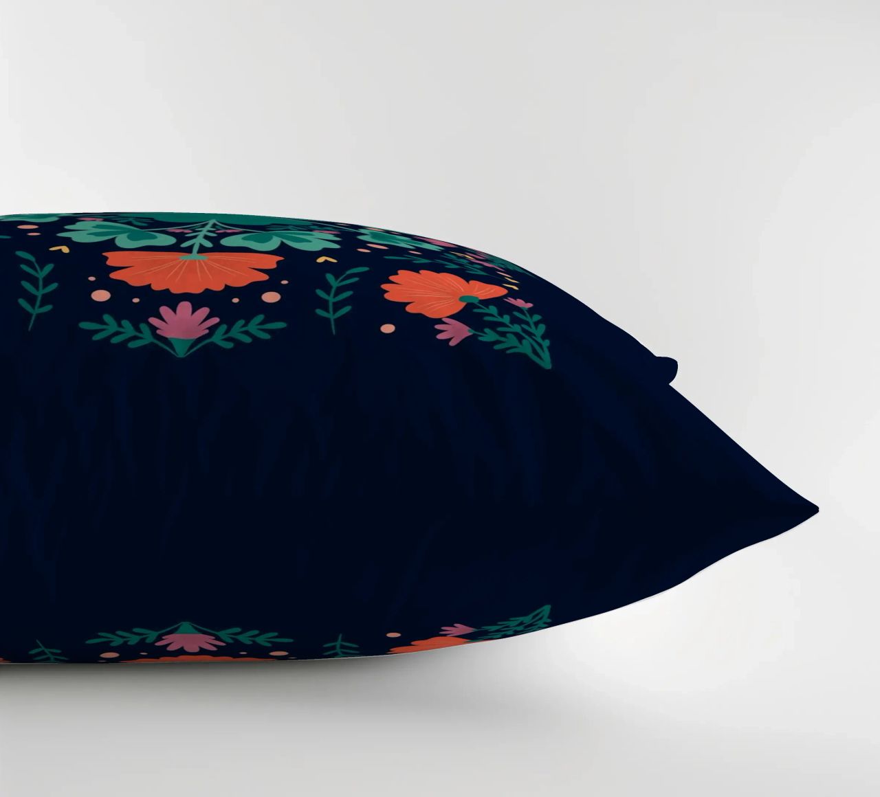 Clovers and flowers - teal and orange decorative cushion by Wackapacka