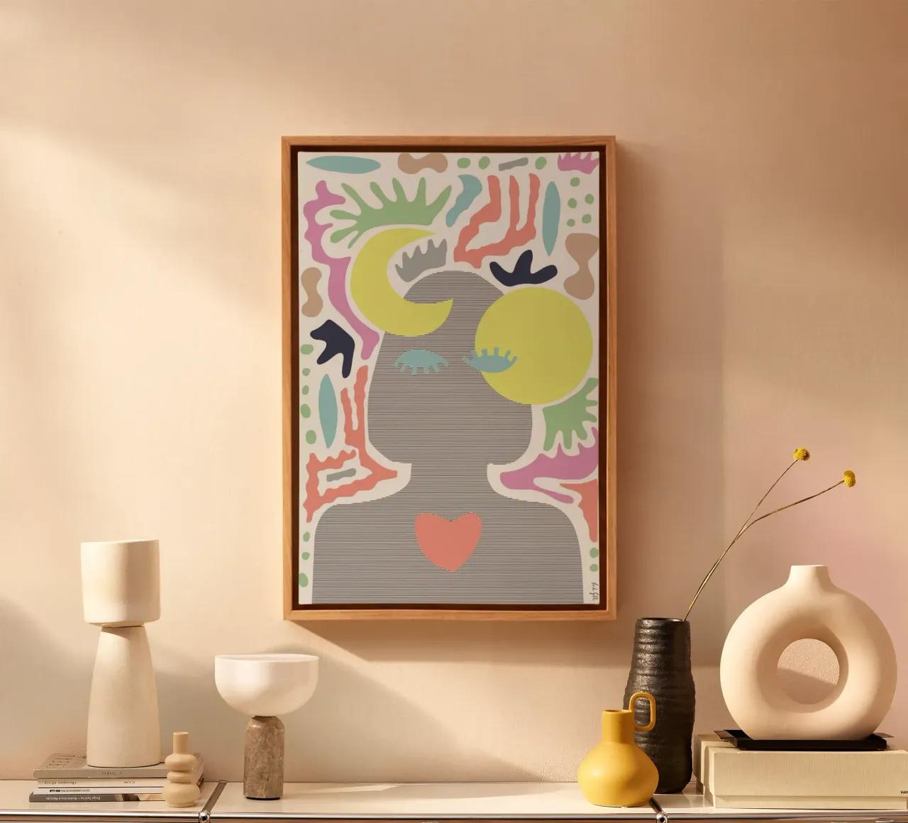 Sun & Moon Girl tela con Cornice a cassetta da Linda Gobeta