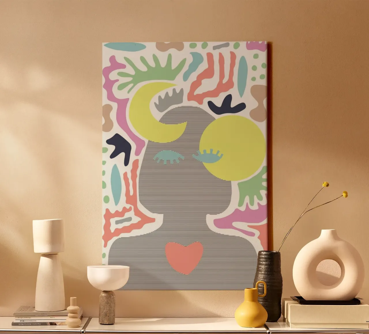 Sun & Moon Girl tela con Cornice a cassetta da Linda Gobeta