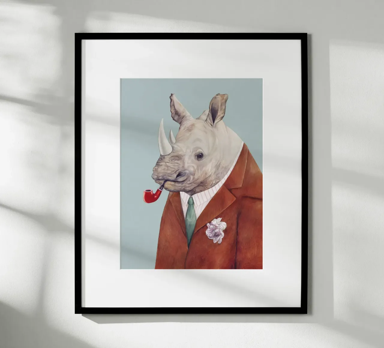 Rinoceronte dappertutto poster con telaio in legno da Animal Crew