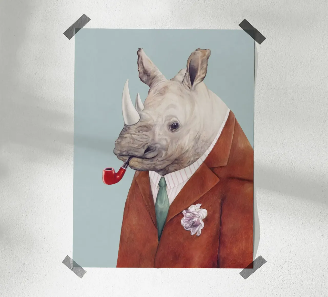 Rinoceronte dappertutto poster con telaio in legno da Animal Crew
