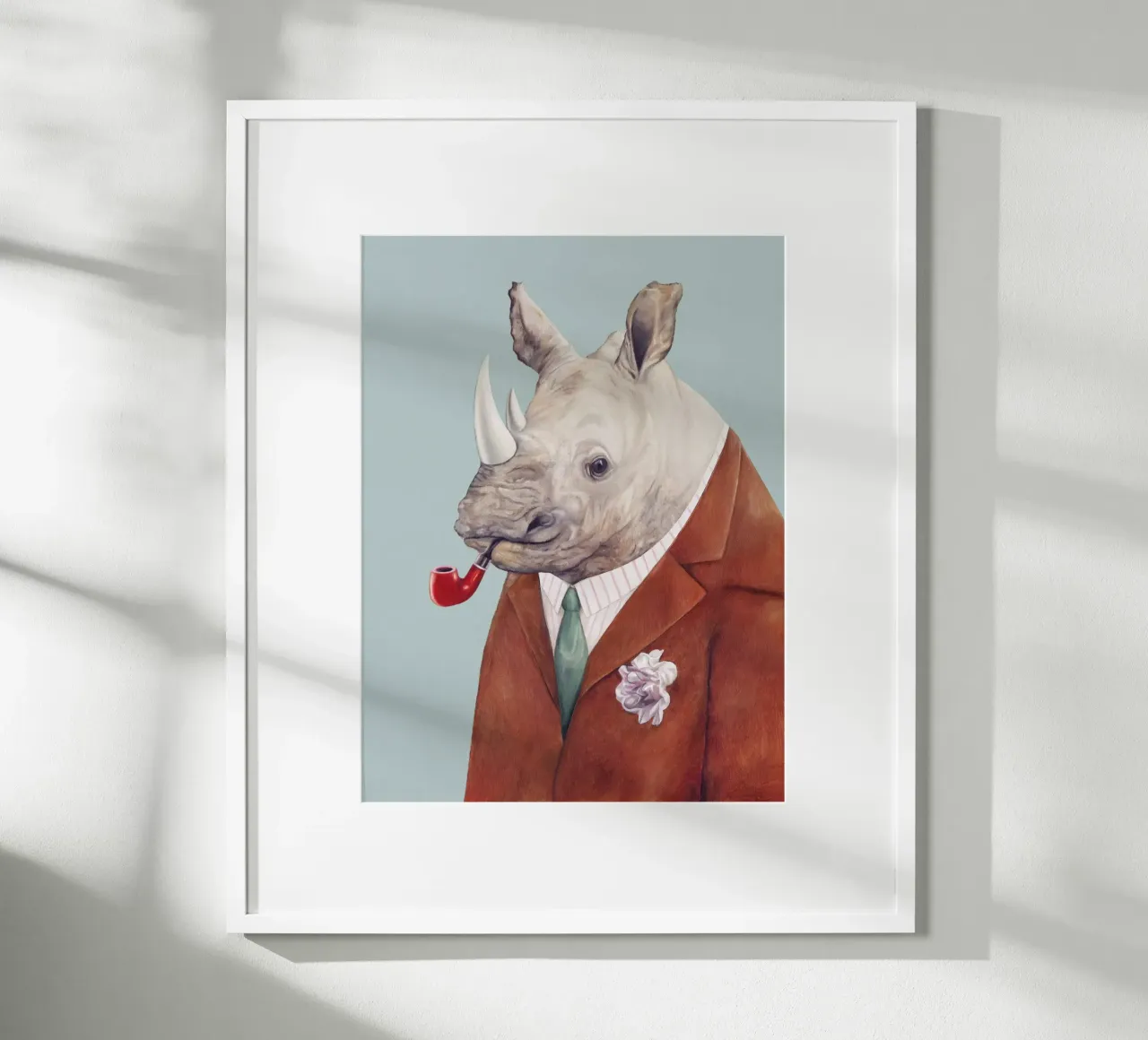 Rinoceronte dappertutto poster con telaio in legno da Animal Crew