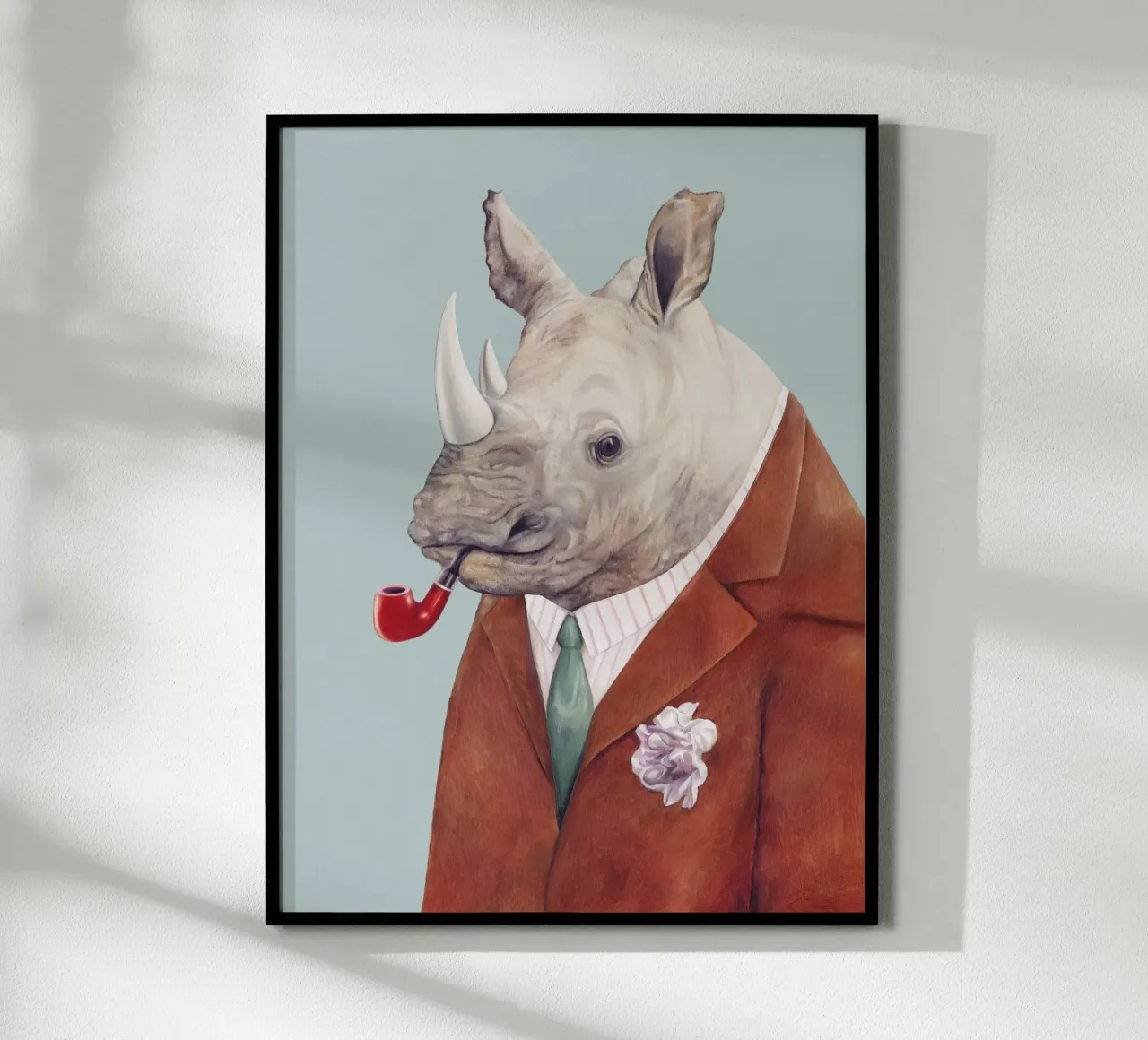 Rinoceronte dappertutto poster con telaio in legno da Animal Crew