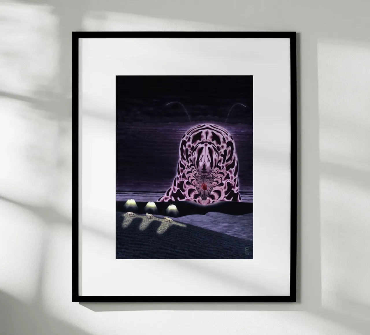 Loups et Chenille Céleste poster con telaio in plastica da Humphrey VIDAL