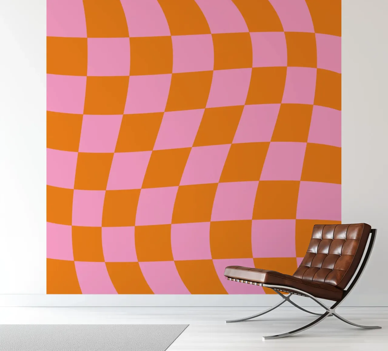 Groovy Karo Muster rosa orange photo wallpaper by BAINAI