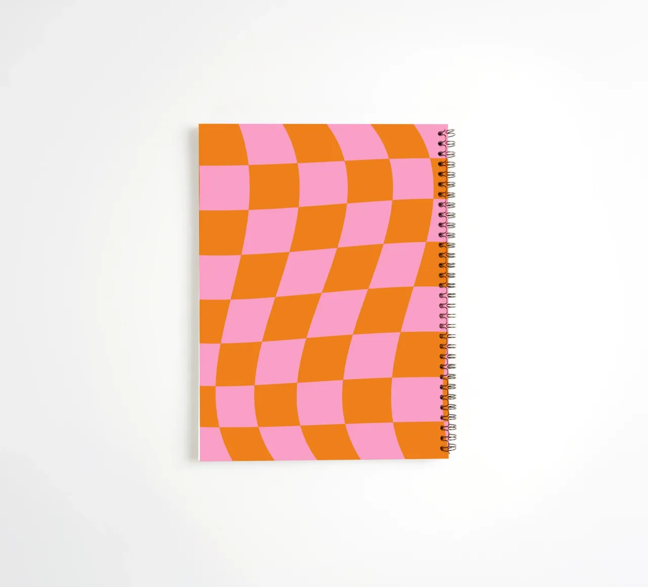 Groovy Karo Muster rosa orange spiral notebook by BAINAI