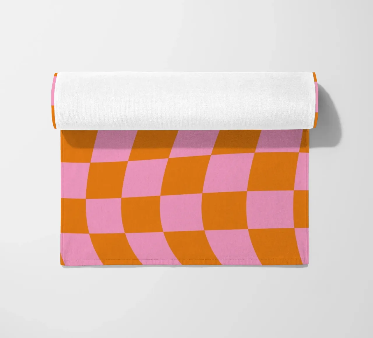 Groovy Karo Muster rosa orange telo mare da BAINAI