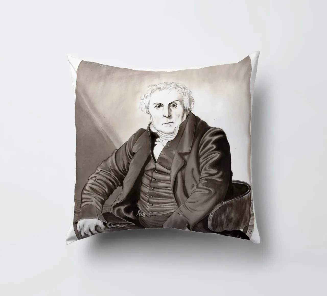 Mr Bertin d'après J.A.D. INGRES cuscino da Humphrey VIDAL