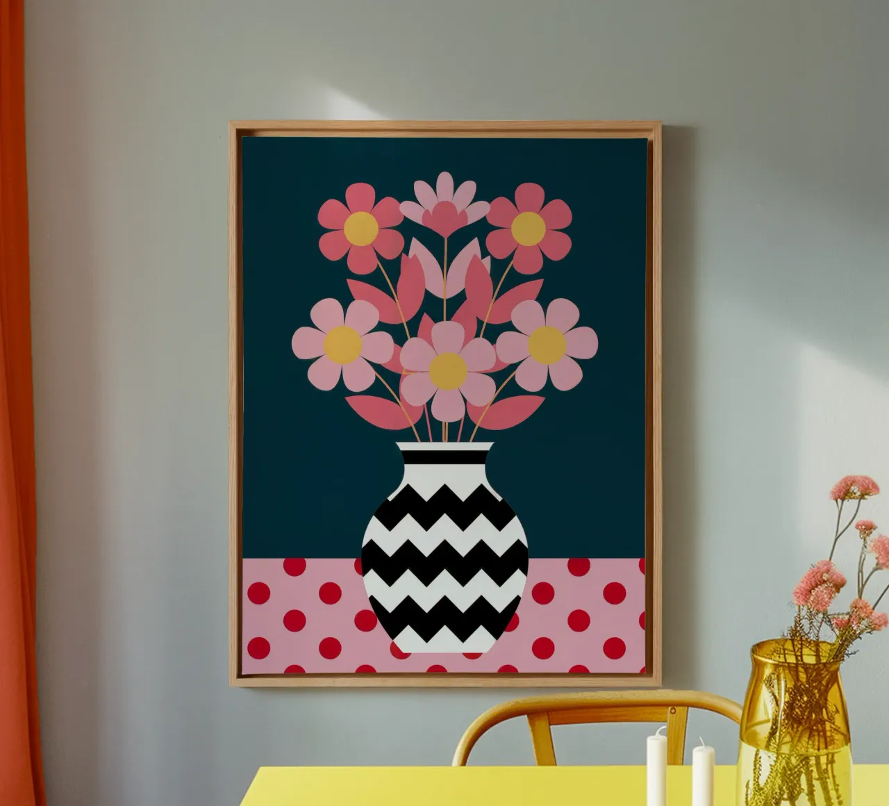 Fiori in vaso tela con Cornice a cassetta da logic