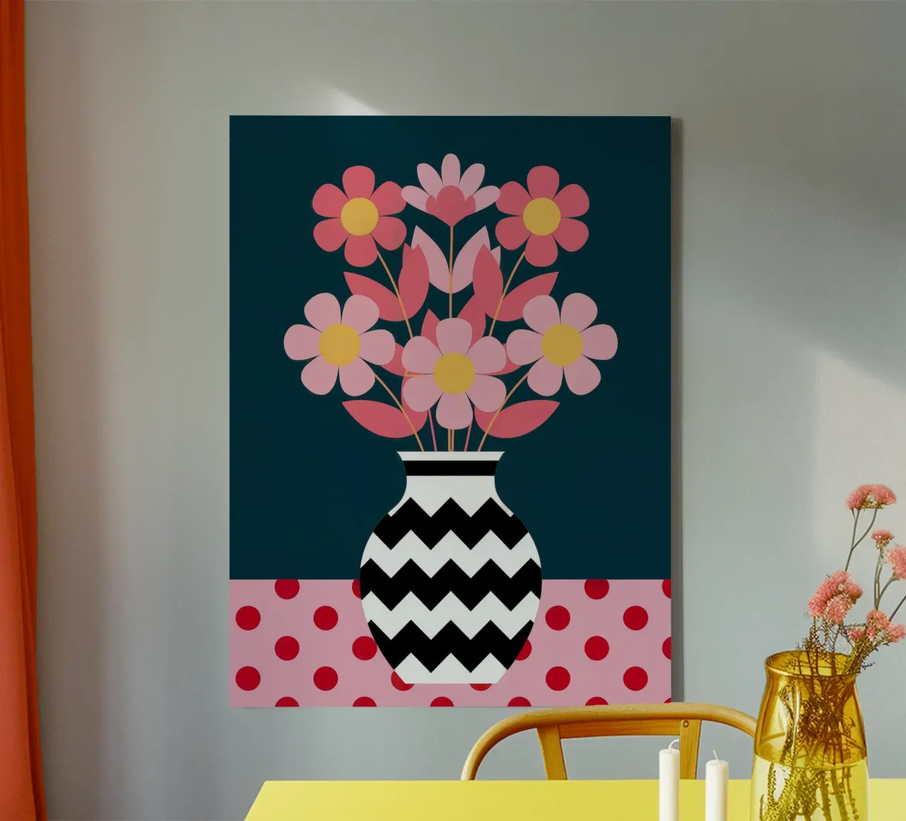 Fiori in vaso tela con Cornice a cassetta da logic