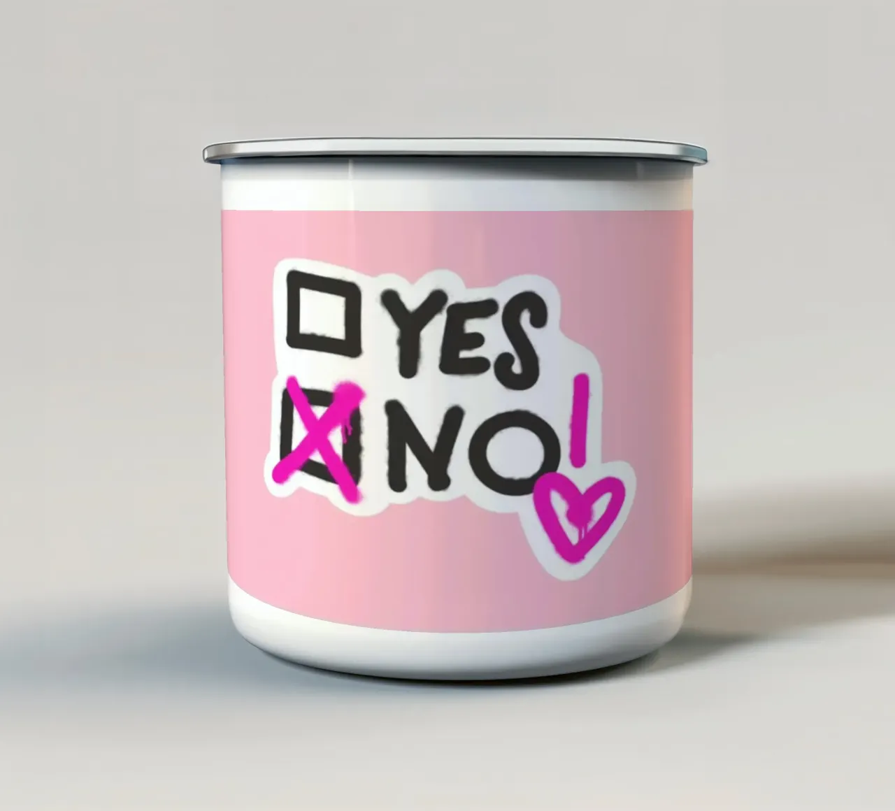 SAY NO! tazza in smalto da LAUSEMIA DESIGN STUDIO