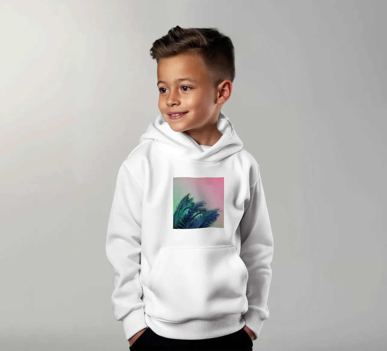 Pink Palm Tree Leaves Kinder Hoodie von Victoria Frost
