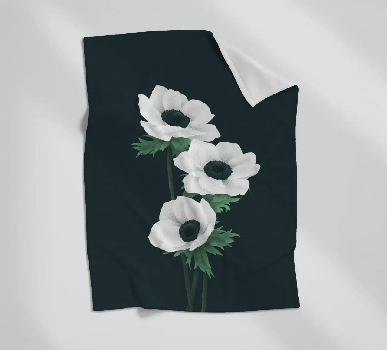 Anemoni bianchi coperta in pile da Katja Stehle Design
