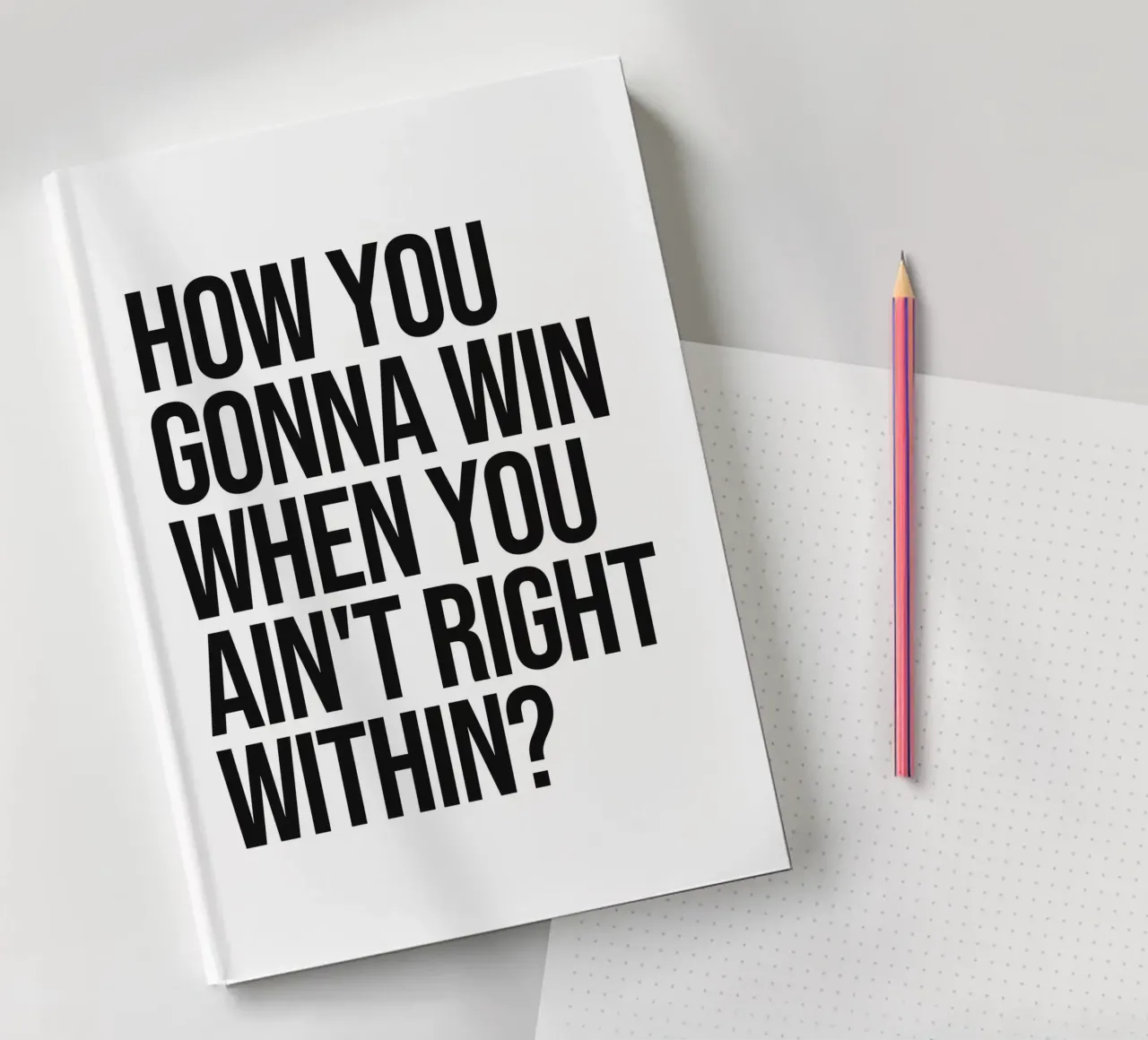 How You Gonna Win quote notebook by Paigaam Studio