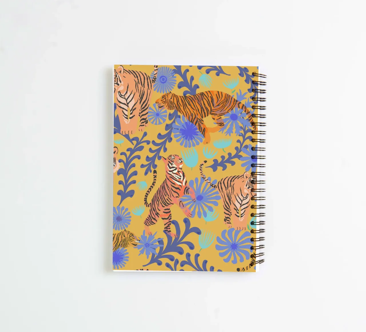 Wild tigers in mustard spiral notebook by nina leth