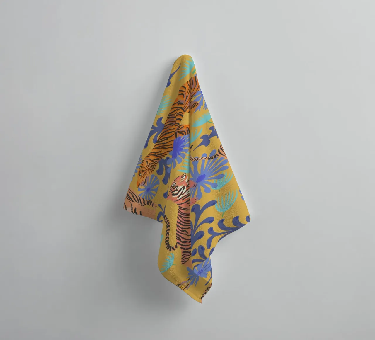 Wild tigers in mustard towel by nina leth