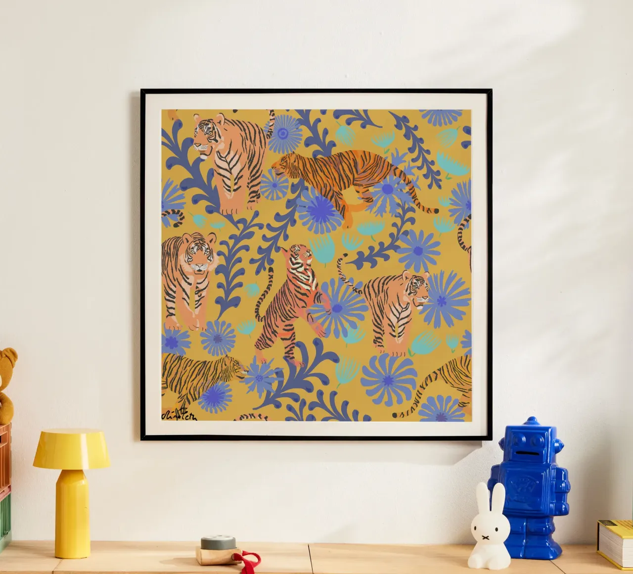 Tigres sauvages dans la moutarde poster de nina leth