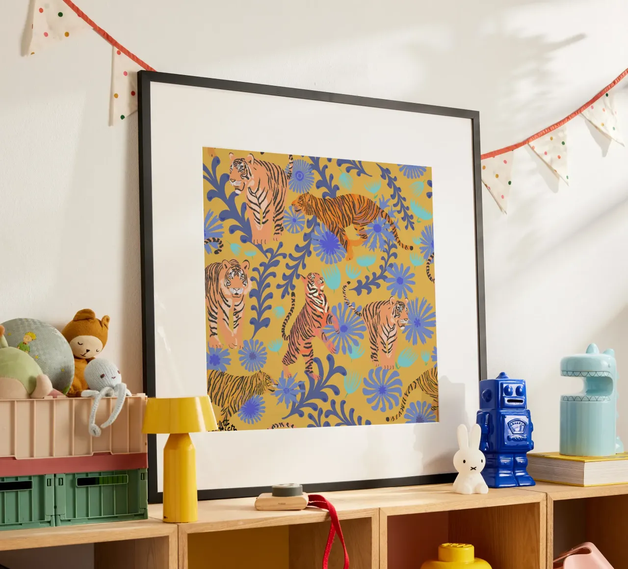 Tigres sauvages dans la moutarde poster de nina leth
