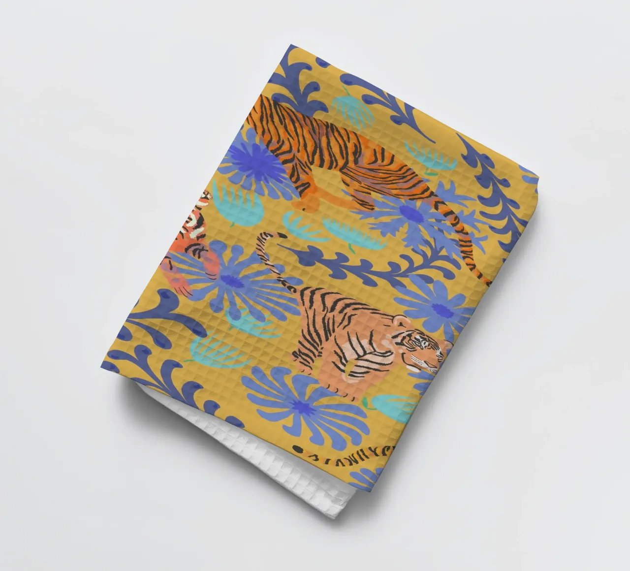 Tigres sauvages dans la moutarde torchon de nina leth