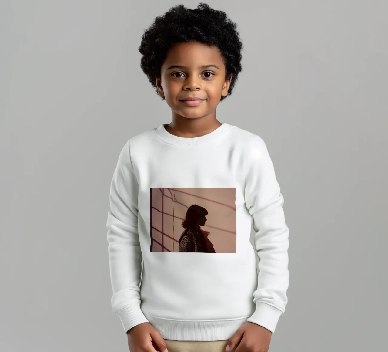 silhouette of a girl wearing a winter leopard coat kids sweatshirt by serinae