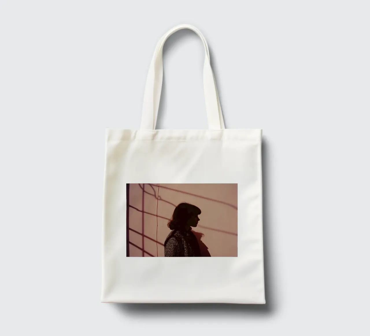 silhouette of a girl wearing a winter leopard coat tote bag by serinae