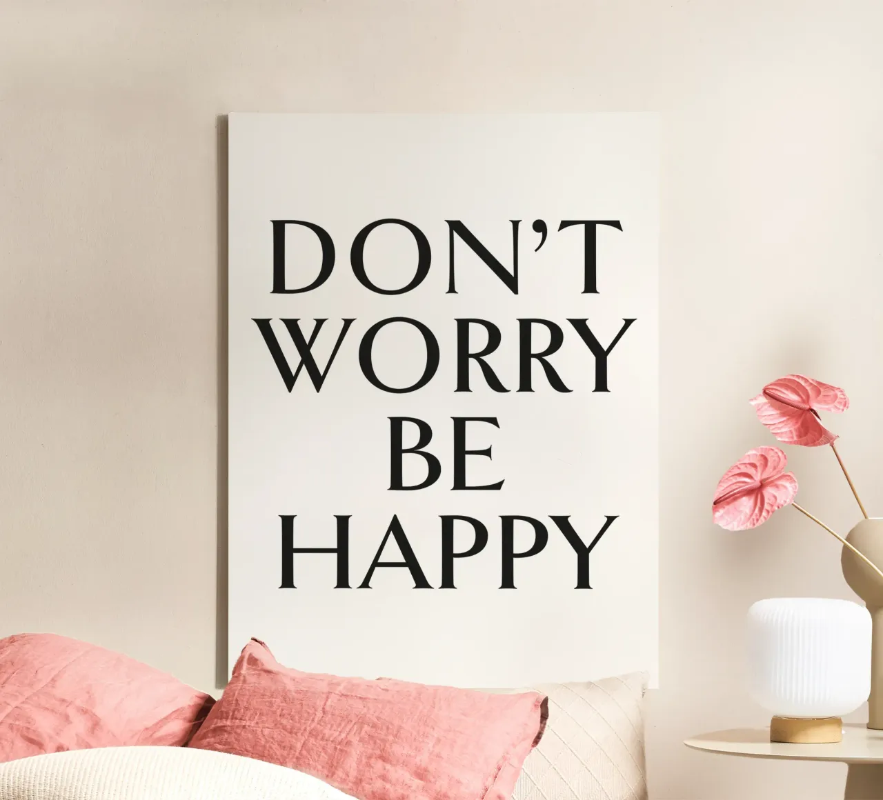 DON'T WORRY BE HAPPY tela con Cornice a cassetta da Katja Stehle Design
