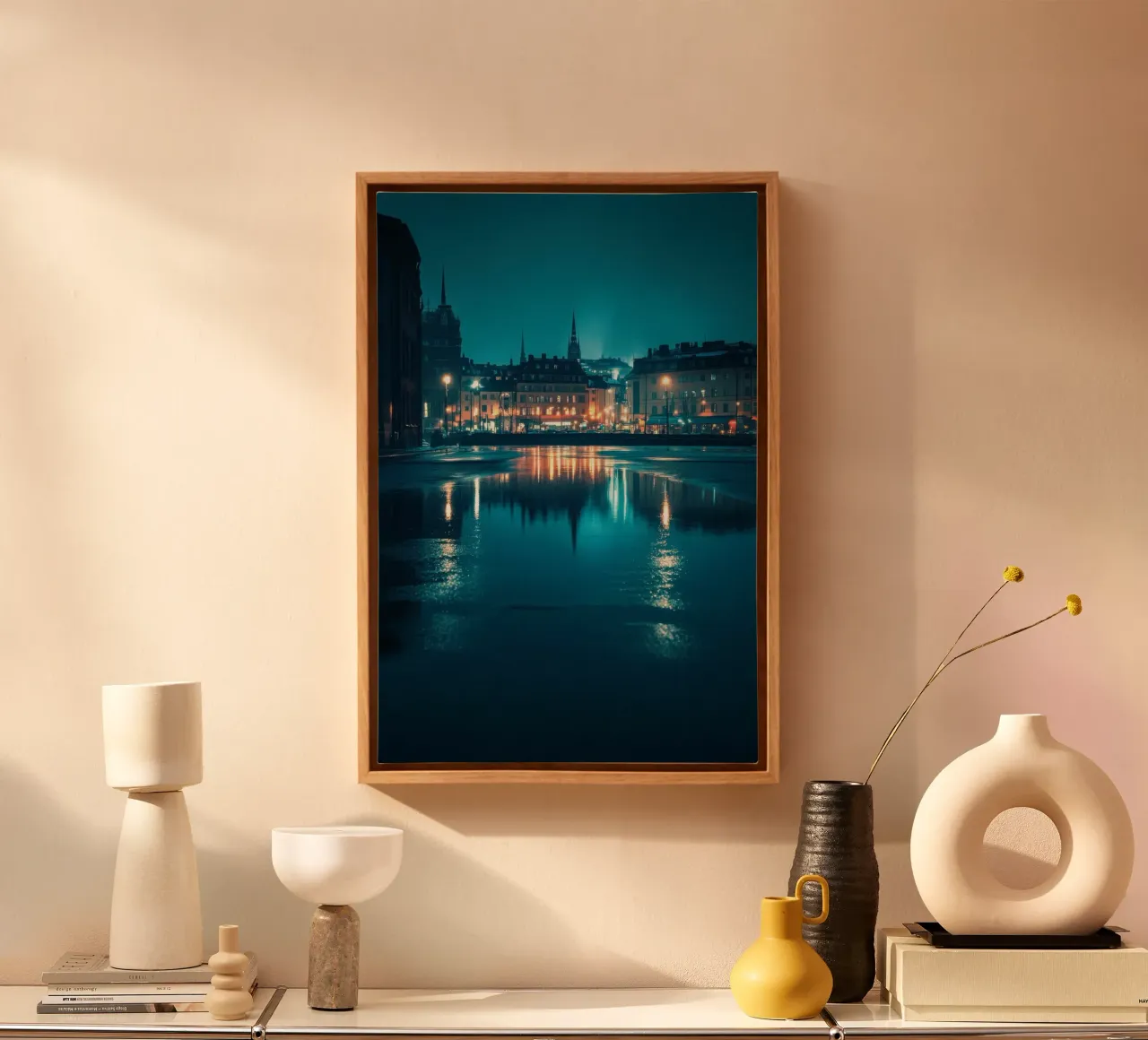 Riflessi luminosi di Stoccolma tela con Cornice a cassetta da By Night