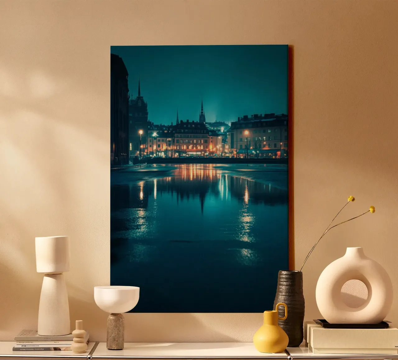 Riflessi luminosi di Stoccolma tela con Cornice a cassetta da By Night