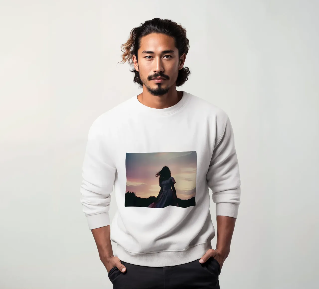 sagoma di una ragazza in abito con maniche a sbuffo felpa da serinae