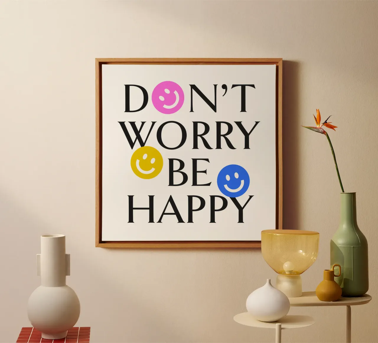 DON'T WORRY BE HAPPY :) tela con Cornice a cassetta da Katja Stehle Design