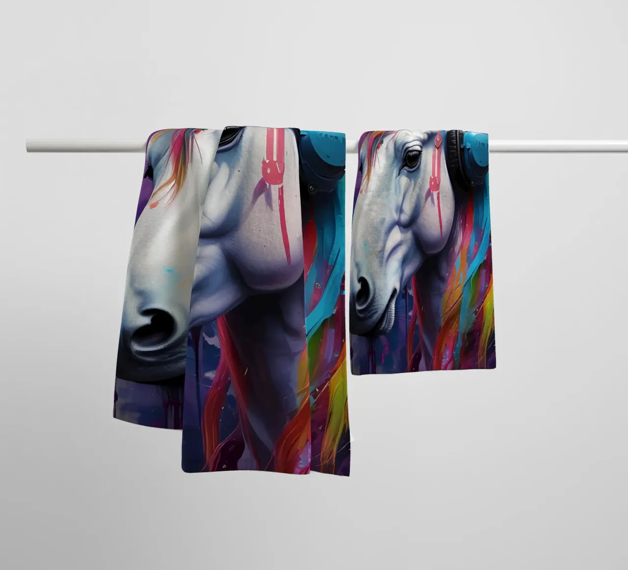 Eenhoorn met koptelefoon badhanddoek van MakArena