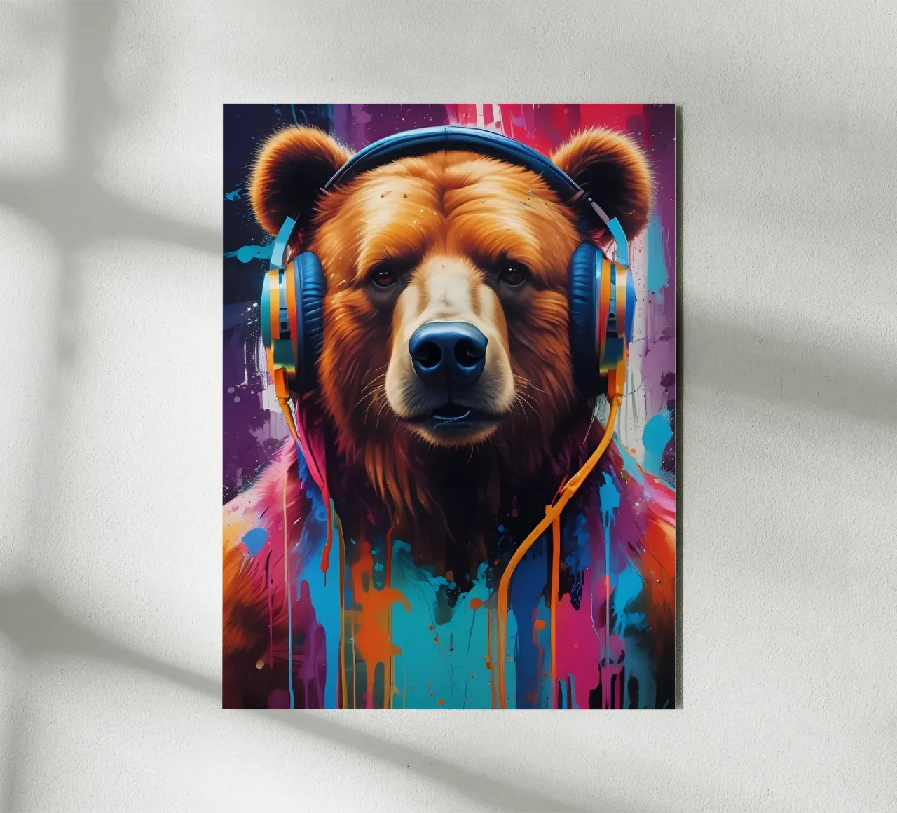 Orso con cuffie alluminio dibond da MakArena