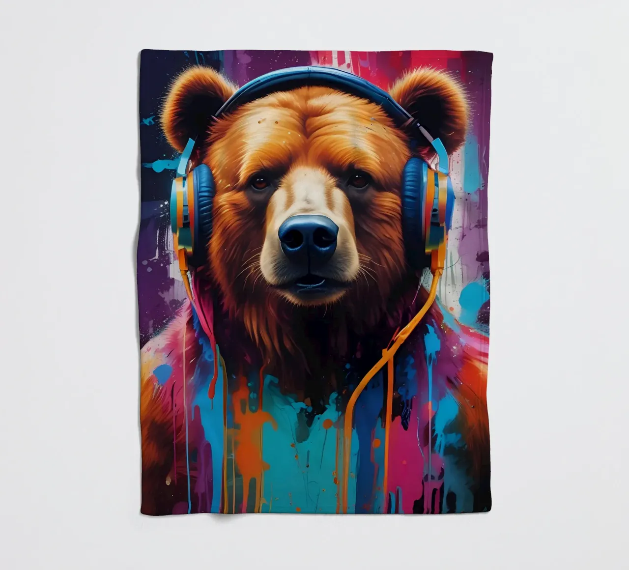 Orso con cuffie coperta in pile da MakArena