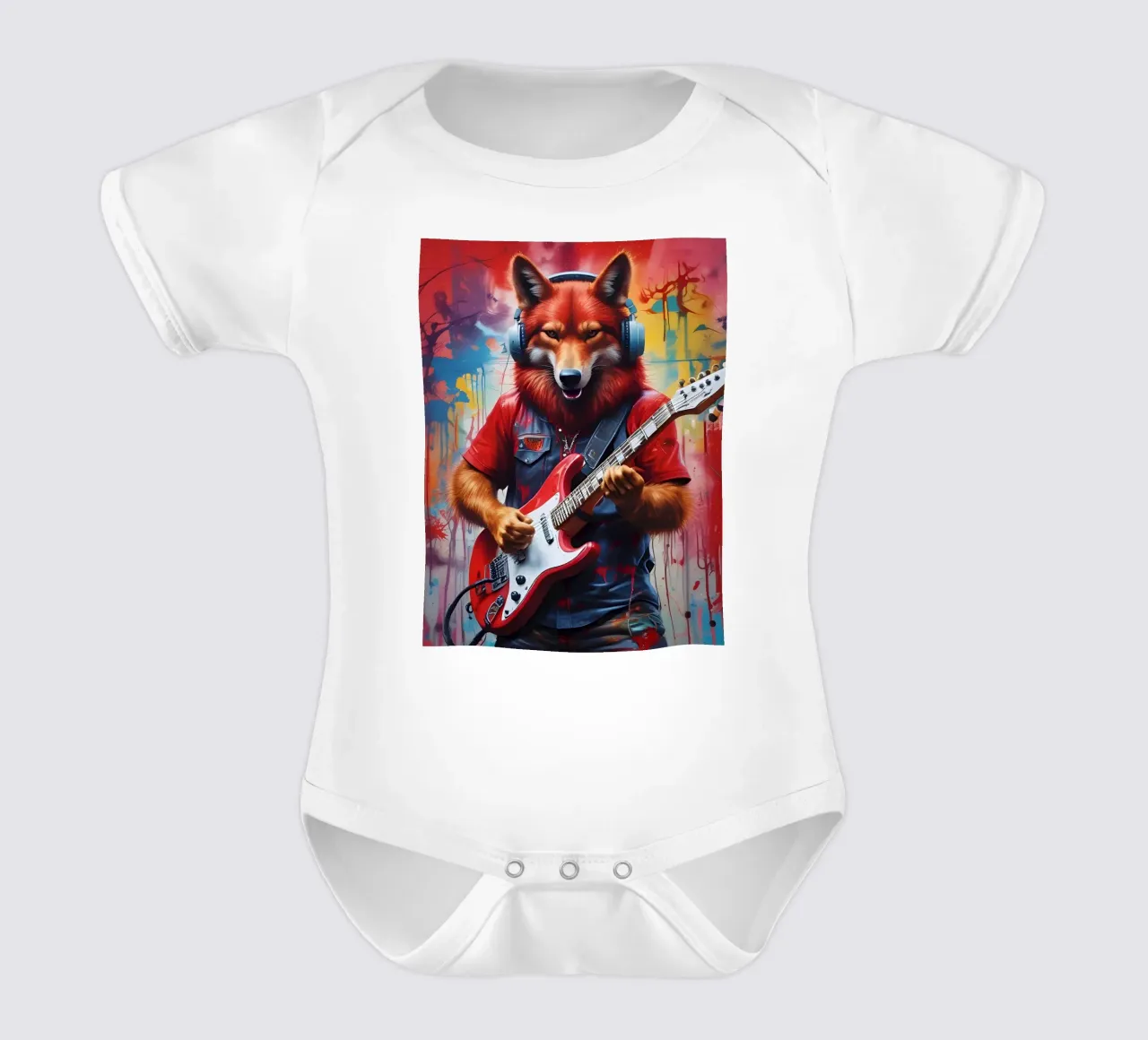 Lupo Rosso suona la chitarra body neonato maniche corte da MakArena