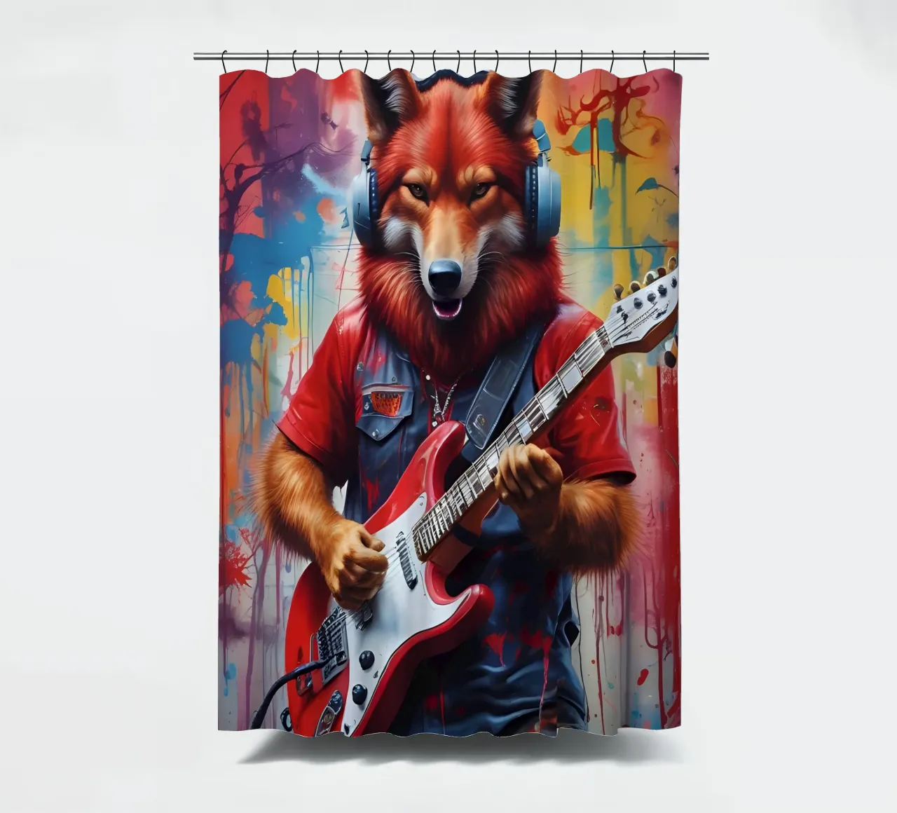Lupo Rosso suona la chitarra tenda da doccia da MakArena