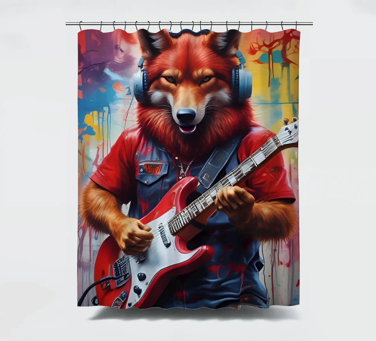 Lupo Rosso suona la chitarra tenda da doccia da MakArena