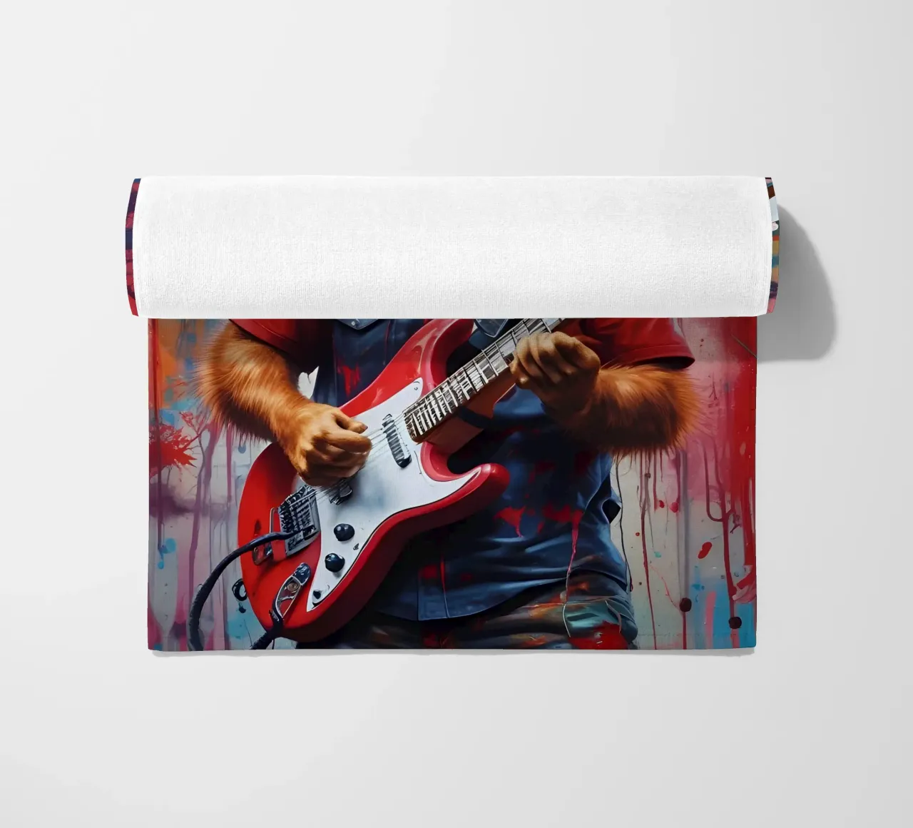 Lupo Rosso suona la chitarra telo mare da MakArena