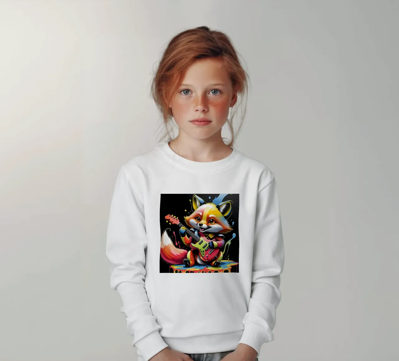 Little foxy play guitar kids sweatshirt by MakArena