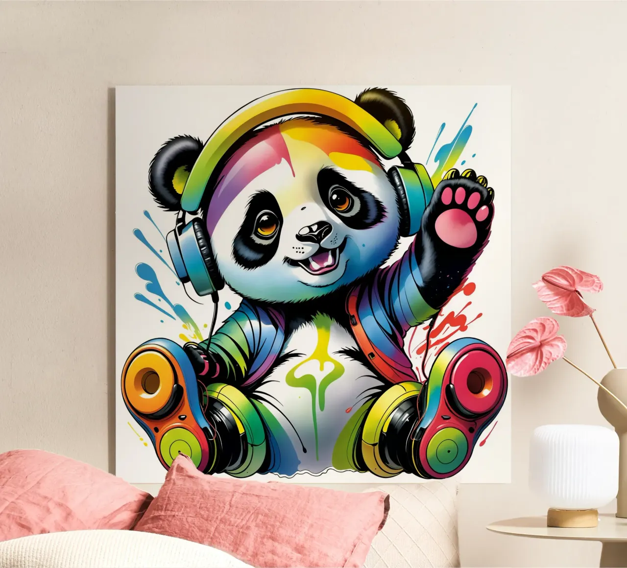Piccolo panda con cuffie plexiglass da MakArena