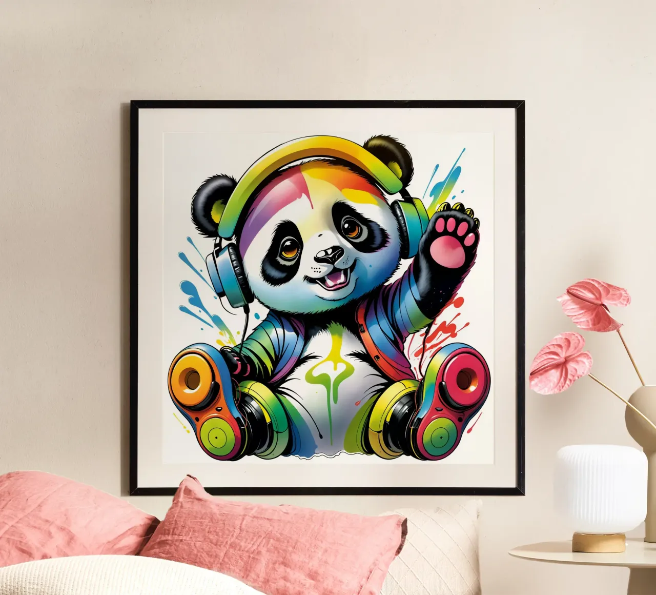 Piccolo panda con cuffie poster da MakArena