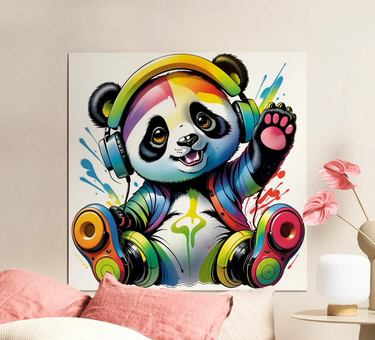 Piccolo panda con cuffie poster da MakArena
