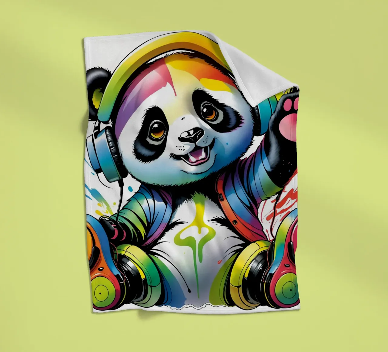 Piccolo panda con cuffie coperta in pile da MakArena